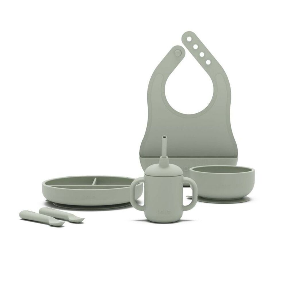 Lalo -  6pc Silicone First Bites Full Kit Feeding Set Sage